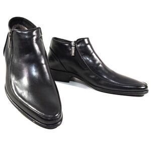 GOODMAN 🇮🇹 MEN'S BLACK SOFT LEATHER COMFORT WINTER FUR BOOTS